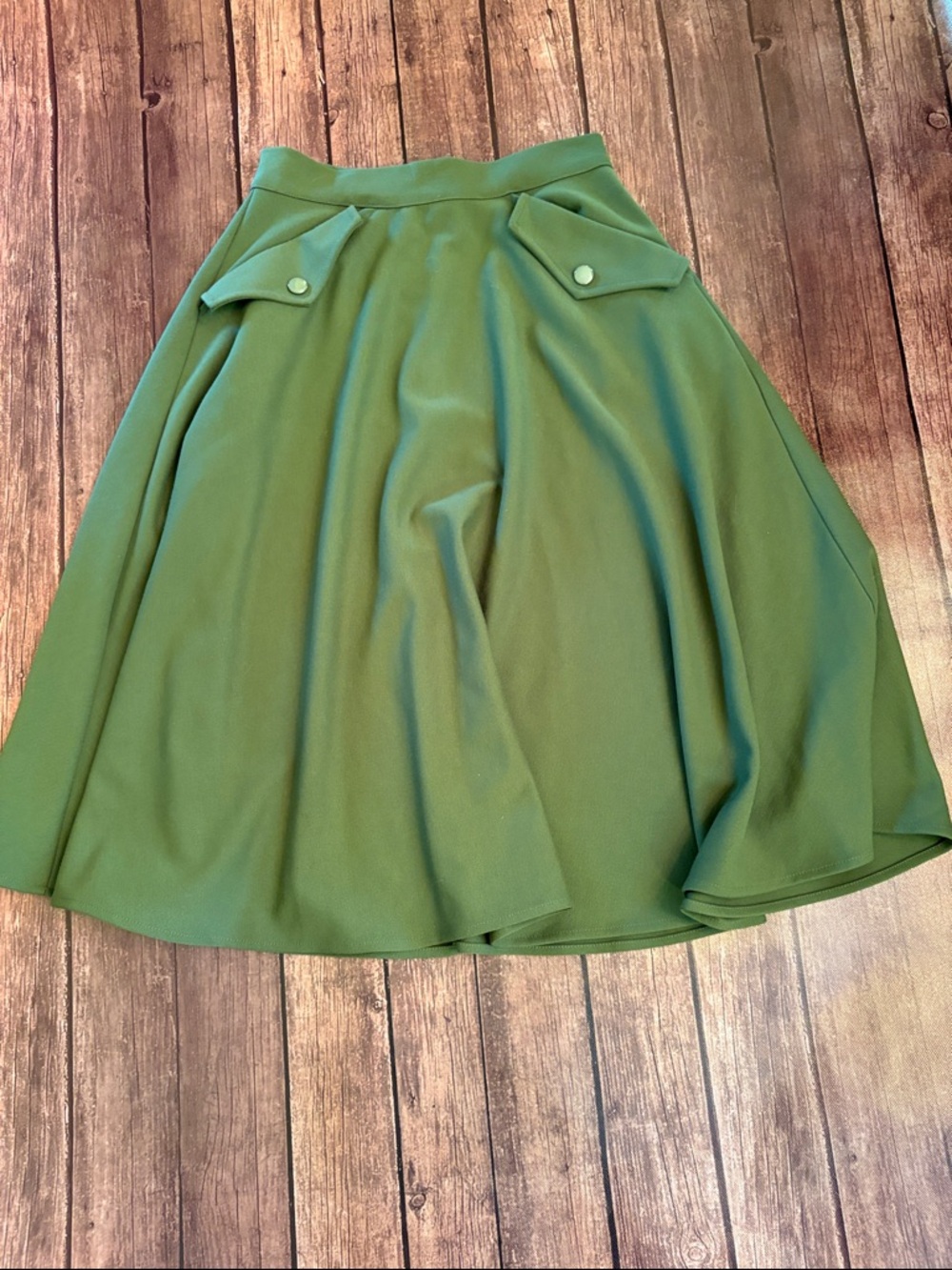 EUC Tatyana Florence Olive Green Circle Skirt Sz M